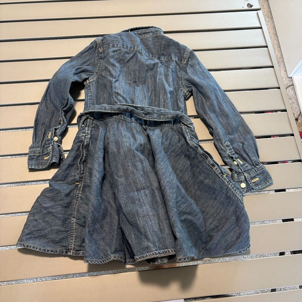 Polo Ralph Lauren Girls Shirt Dress 4 Blue Denim Belted Waist Long Sleeve Collar - Picture 3 of 7